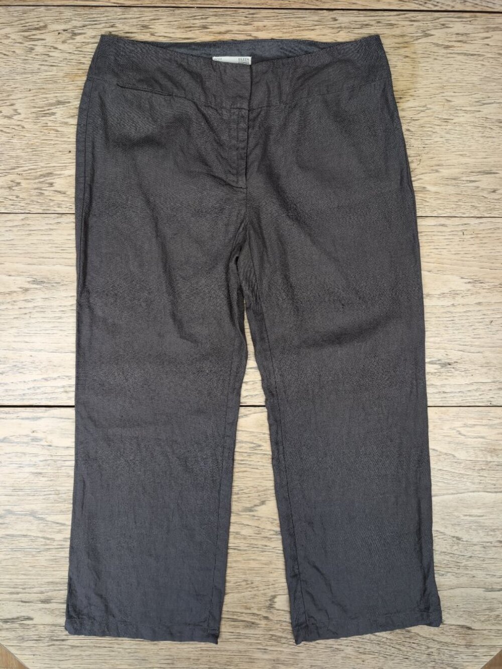 Eileen Fisher 100% linen 12P Petite gray pants trousers
